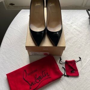 Christian Louboutin Decollete 554 70mm Black Patent Pumps (41.5 EU/10 US)